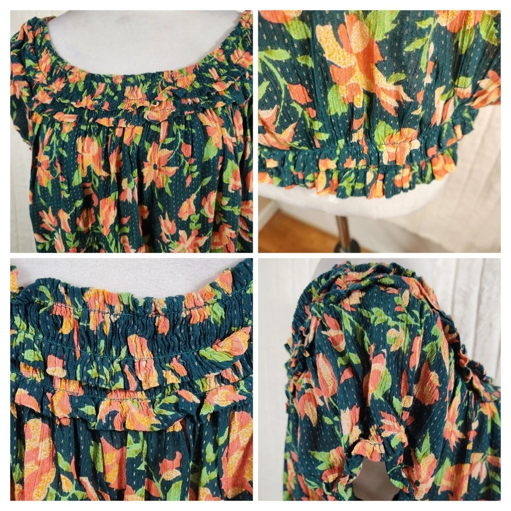 Free People‎ FP One Suki Off The Shoulder Floral Blouse Garden Combo Large